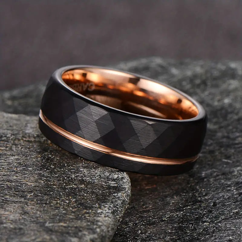 Men's Fashion Gorgeous Rose Golden Tungsten Steel Ring