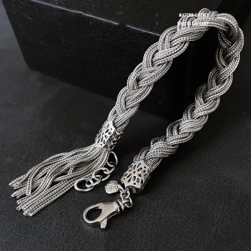 Silver Braided Twisted Bracelet For Women - Niche Design