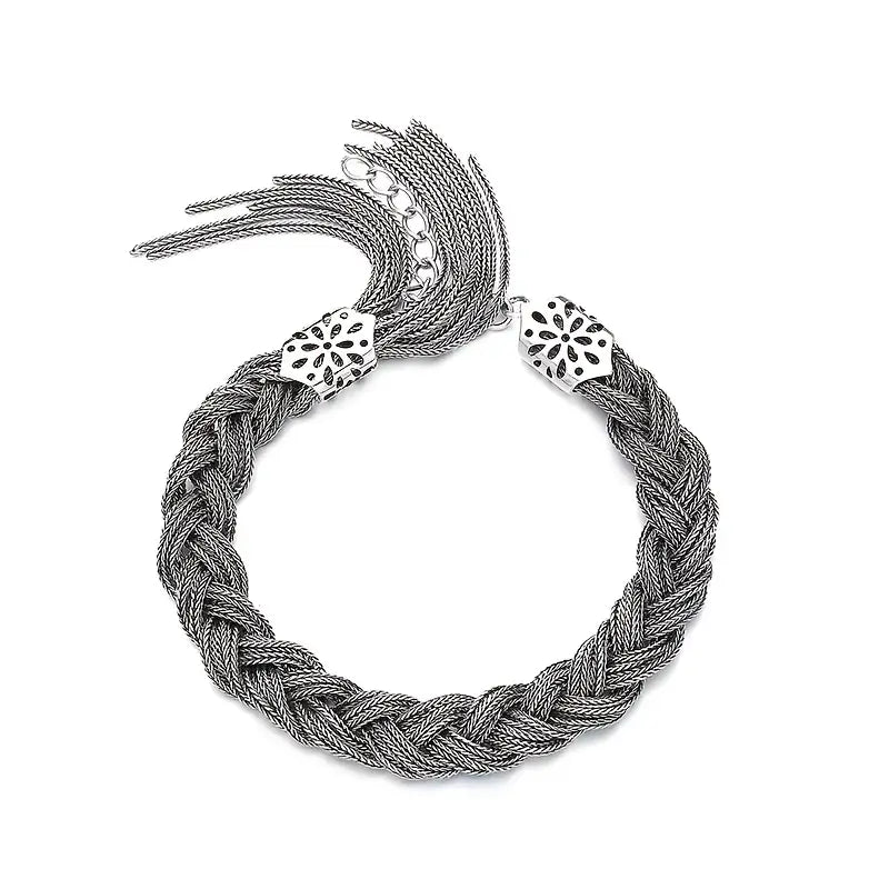 Silver Braided Twisted Bracelet For Women - Niche Design