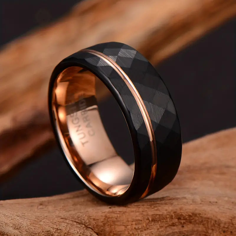 Men's Fashion Gorgeous Rose Golden Tungsten Steel Ring