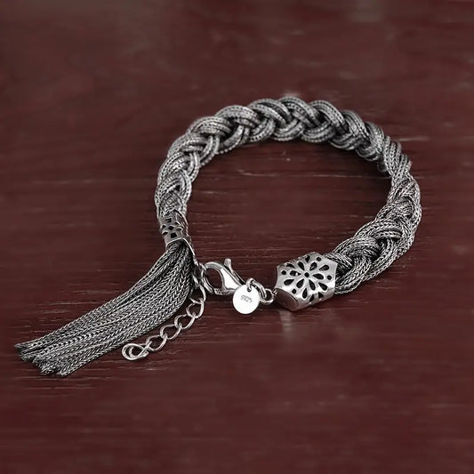 Silver Braided Twisted Bracelet For Women - Niche Design